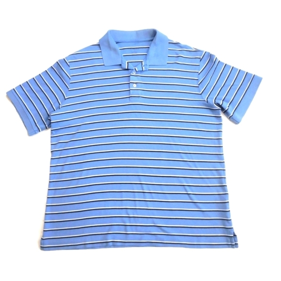 Lands End Polo Blue Striped Shirt Large - Picture 1 of 2